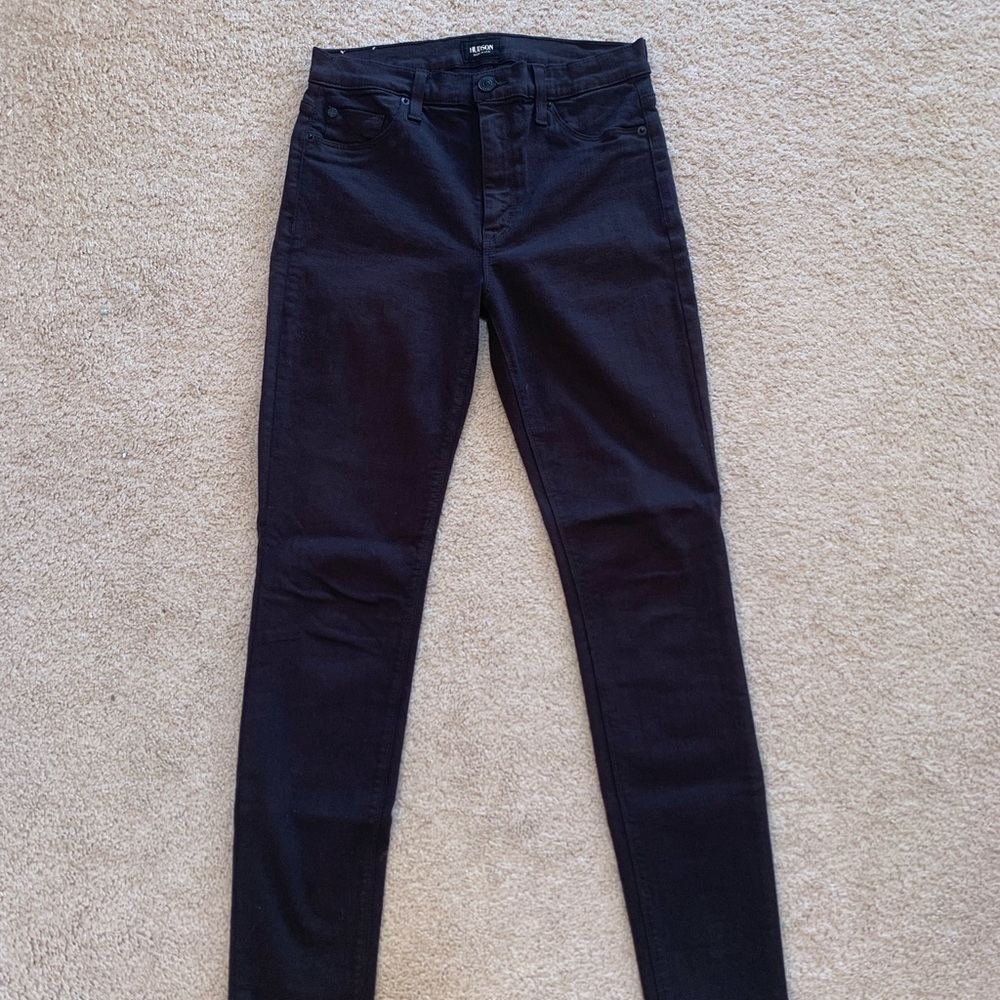 Hudson Women’s Barbara Black High-Waist Super-Skinny Jeans Size 28
